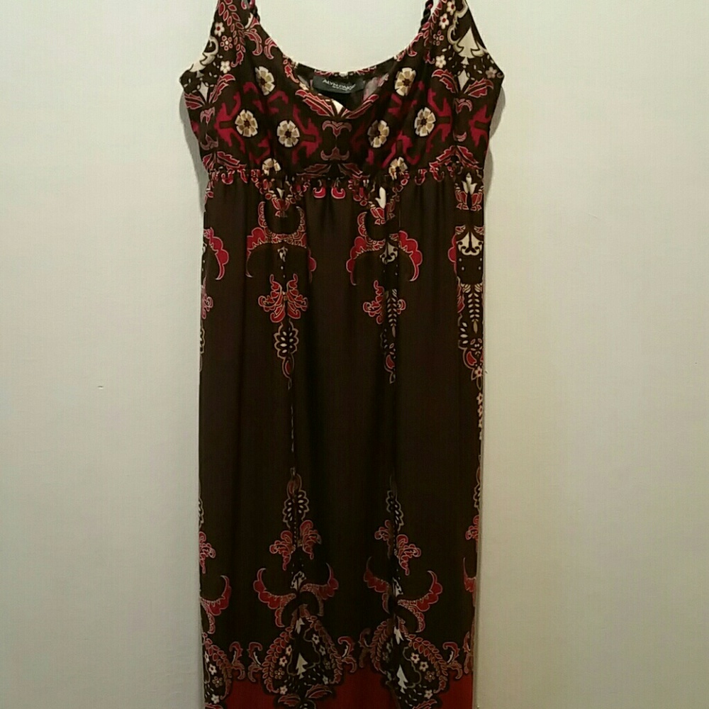 Pink and brown maxi dress